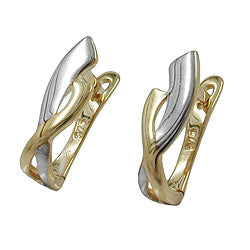Creole earring 13x4mm folding hinge bicolor 9K GOLD