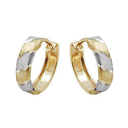 Hoop earring 12x3mm folding hinge bicolor rhodium-plated 9Kt GOLD