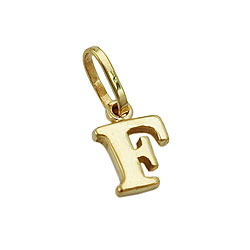 Pendant 8x5.5mm letter F shiny 9K GOLD