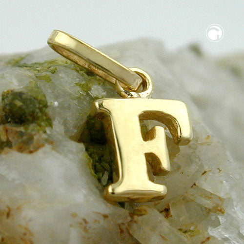 Pendant 8x5.5mm letter F shiny 9K GOLD