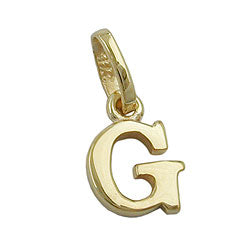 Pendant 8x6mm letter G shiny 9Kt GOLD