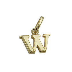 Pendant 8x9mm letter W shiny 9K GOLD