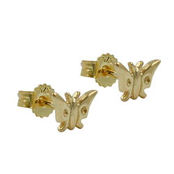 Eyrnalokkar 5x7mm fiðrildi glansandi 9Kt gull