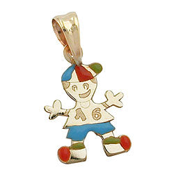 Pendant 14x10mm boy colored enameled 9Kt GOLD