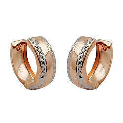 Creole 12x5mm Klappscharnier bicolor rhodiniert diamantiert 9Kt Rotgold