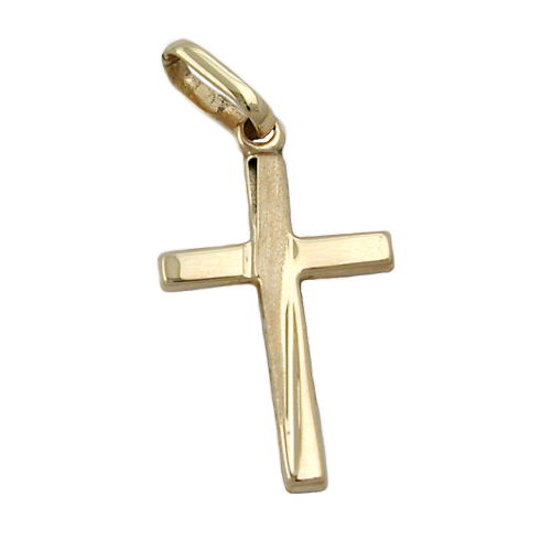 Pendant 22x13mm cross matt-shiny 9Kt GOLD