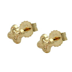 Eyrnalokkar 4mm stjarna með mynstri 9Kt gulli