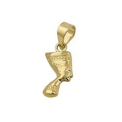 Pendant 11x6mm Nefertiti shiny 9Kt GOLD