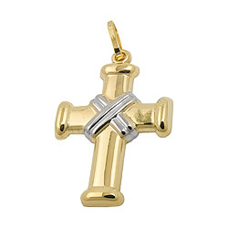 Pendant 20x15mm cross bicolor 9Kt GOLD