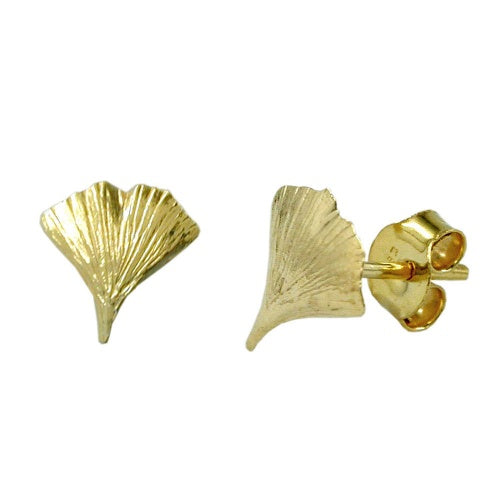 Eyrnalokkar 9mm ginkgo lauf glansandi 9K gull