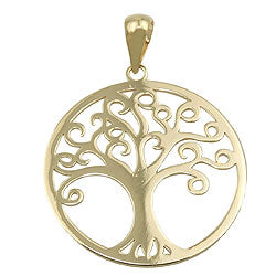 Pendant 20mm Tree of Life shiny 9K GOLD