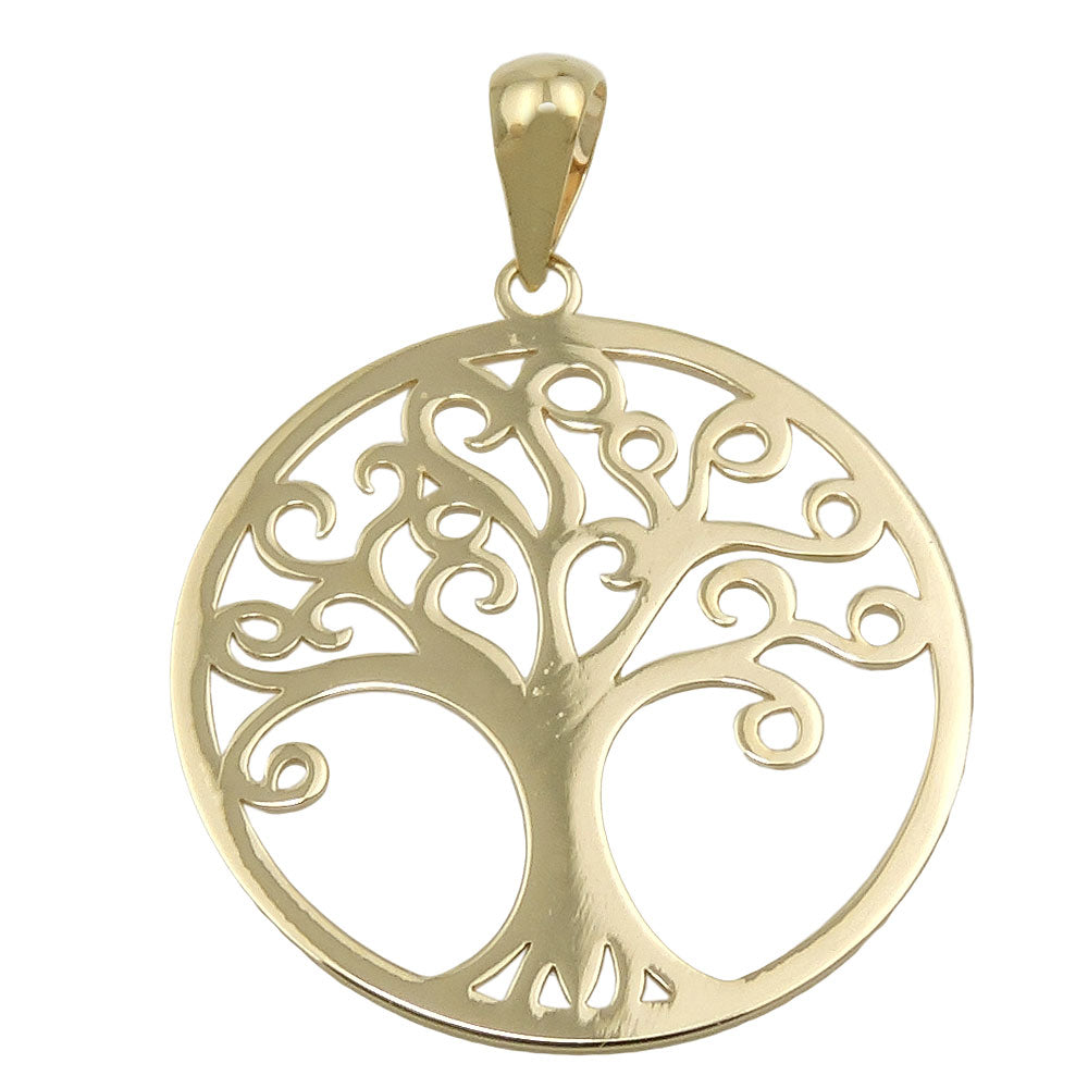 Pendant 20mm Tree of Life shiny 9K GOLD