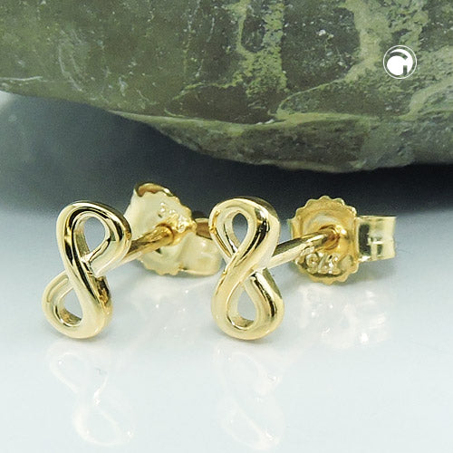 Eyrnalokkar 6x3mm óendanlegt glansandi gull 18K
