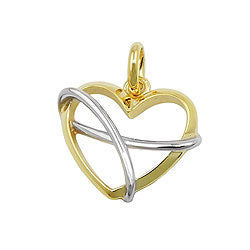 Pendant 13x15mm heart bicolor shiny 9Kt GOLD