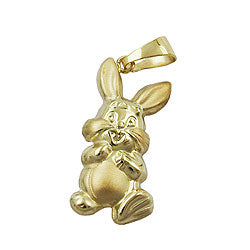 Pendant 20x11mm rabbit matt-shiny 14Kt GOLD