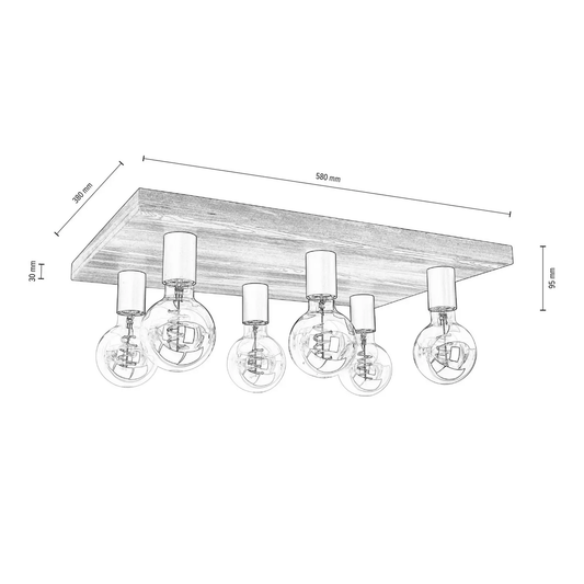 B-flokks Envostar Lobo loftlampi, loftljós, lampi, ljósastæði, valhnetuáferð.
