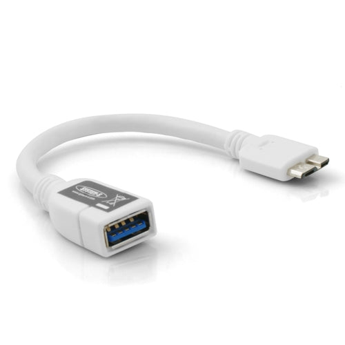 System-S Micro USB 3.0 OTG Host Adapter Kabel (USB A Host zu Micro-B Stecker) in Weiß 10 cm