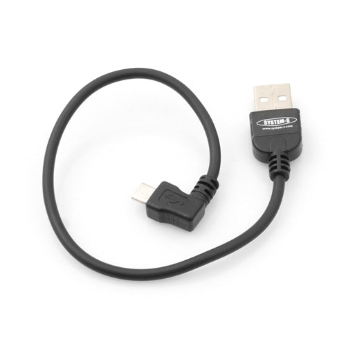 SYSTEM-S Micro USB snúra, vinklaður tengisnúra og hleðslusnúra, 90° hornrétt, 20 cm