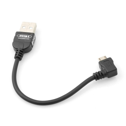 System-S 90° angled Micro USB cable data cable charging cable 90 degree angled plug 10 cm