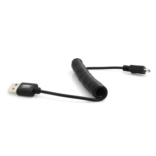 System-S Micro USB spíralsnúra gagnasnúra hleðslusnúra 10 cm - 90 cm