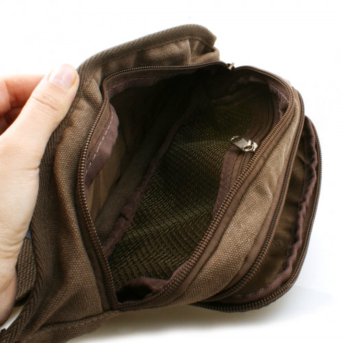 System-S Bag Sport Belt Hip Belt Hip Bag 2 chambers with extra mesh chamber Main chamber holds devices up to 6.8 inches Brown