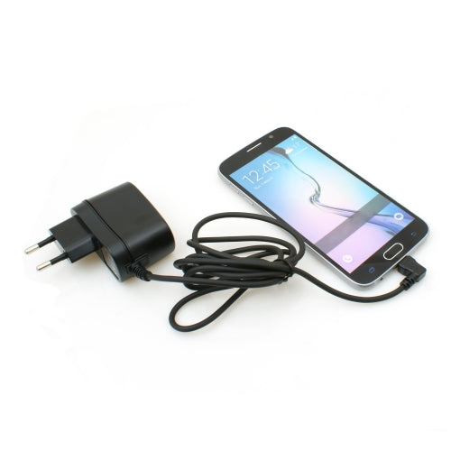 System-S Micro USB 2.0 straumbreytir með 90 gráðu hallaðri tengi (vinstri/karlkyns) hleðslusnúru fyrir ferðahleðslutæki 1,5 m (Evrópu-tengi af gerð C)