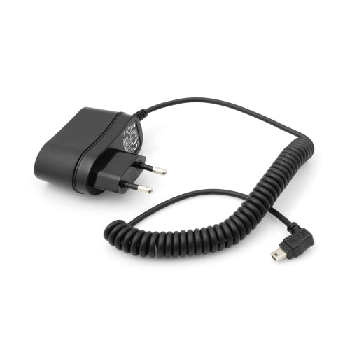 System-S Mini USB 2.0 hleðslutæki 90 gráðu hallandi tengi ferðastraumbreytir (Evrópu tengi Tegund C) hleðslusnúra spíralsnúra u.þ.b. 150 cm
