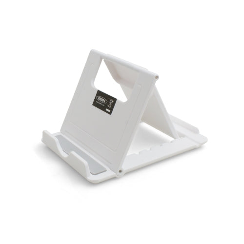 System-S Universal Folding Stand Tablet Table Holder 6 Levels Tilt Adjustable 60-75° for Tablet PC Smartphone and other devices (up to 1.4 cm) White