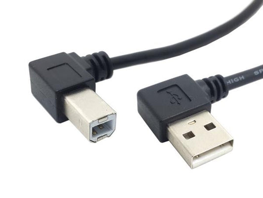 SYSTEM-S USB A (karlkyns) í USB Tegund B (karlkyns) Kapall 90° hallaður 22 cm