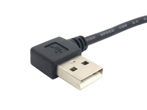SYSTEM-S USB A (male) to USB Type B (male) cable 90° angled 22 cm