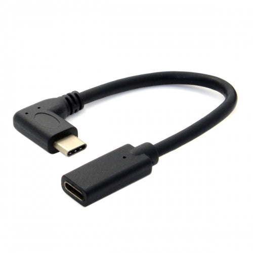 System-S USB 3.1 Type C (kvenkyns) í USB 3.1 Type C (karlkyns) 90° rétthyrndur framlengingarsnúra, 20 cm