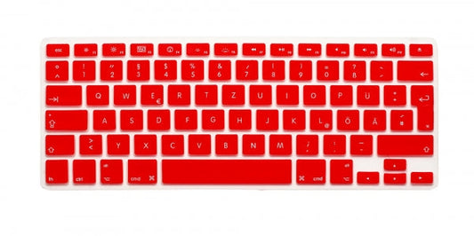 System-S sílikonlyklaborðshlíf QWERTZ þýsk lyklaborðshlíf fyrir MacBook Pro 13" 15" 17" iMac MacBook Air 13" í rauðu