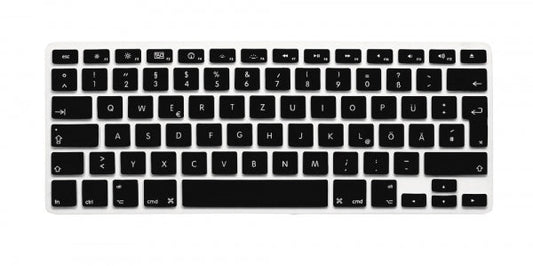 System-S sílikon QWERTZ þýskt lyklaborðshlíf fyrir MacBook Pro 13" 15" 17" og MacBook Air 13" í svörtu lyklaborðshlíf.