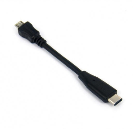 System-S USB Type C 3.1 í Micro USB 2.0 millistykki OTG On the Go hýsingarsnúra, 10 cm í svörtu