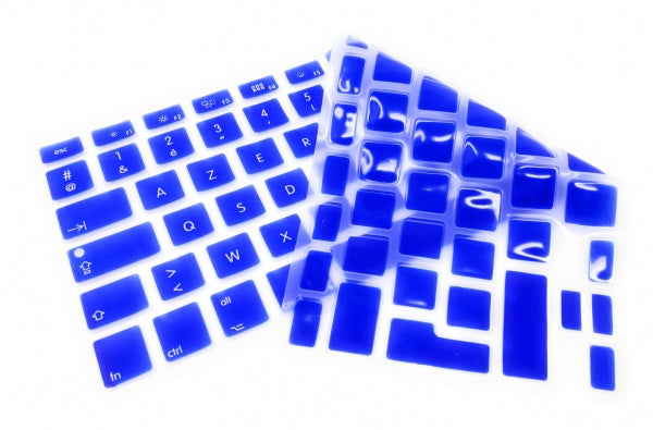System-S sílikonlyklaborðshlíf AZERTY franskt lyklaborðshlíf fyrir MacBook Pro 13 tommu 15 tommu 17 tommu iMac MacBook Air 13 tommu í bláu