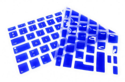System-S sílikonlyklaborðshlíf AZERTY franskt lyklaborðshlíf fyrir MacBook Pro 13 tommu 15 tommu 17 tommu iMac MacBook Air 13 tommu í bláu