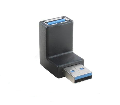 System-S 90° horn USB A 3.0 millistykki USB A (karlkyns) í USB A (kvenkyns) horntengisnúra