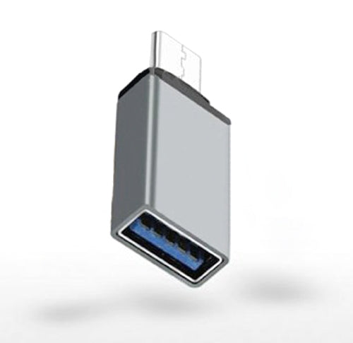 SYSTEM-S USB OTG millistykki fyrir ferðina, USB Type C 3.1 (karlkyns) í USB A 3.0 (kvenkyns) millistykki, silfurlitað