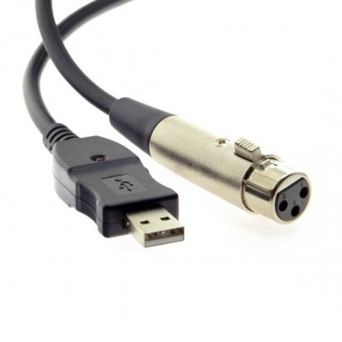 SYSTEM-S USB A (karlkyns) í 3 pinna XLR (kvenkyns) hljóðnematengingarsnúra