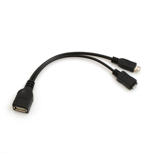 SYSTEM-S 3 í 1 OTG Host USB A (kvenkyns) í Micro USB (karlkyns/kvenkyns) gagnasnúra 20 cm