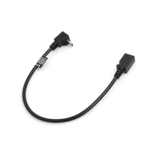 SYSTEM-S Micro USB 90° niðurhallaður snúra í Micro USB millistykki, framlenging 27 cm