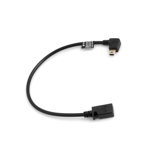 SYSTEM-S Mini USB 90° vinstri horn karlkyns í mini USB kvenkyns snúra gagna- og hleðslusnúra 27 cm