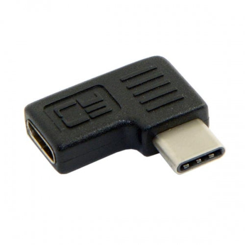 SYSTEM-S 90 gráðu hægri og vinstri hornrétt USB 3.1 Type C karlkyns í USB 3.1 Type C kvenkyns millistykki, hornrétt millistykki