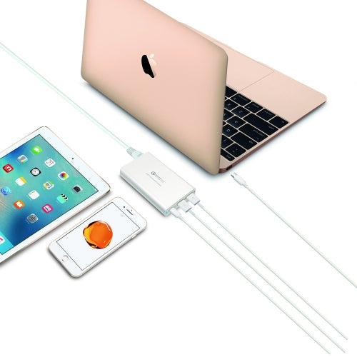 SYSTEM-S Quick Charge 3.0 fjölhleðslutæki Qualcomm-vottað USB A 3.0 og USB 3.1 Type C straumbreytir Hraðhleðslutæki Hleðslustöð