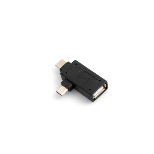 SYSTEM-S USB Type A 2.0 kvenkyns í Micro USB karlkyns og USB Type C 3.1 90° OTG Host USB tengi fyrir snjallsíma og spjaldtölvu.