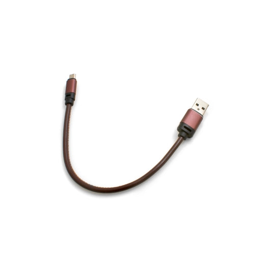 SYSTEM-S Micro USB (karlkyns) í USB A 3.0 (karlkyns) millistykki gagnasnúra hleðslusnúra 25 cm leðurlíking í brúnu