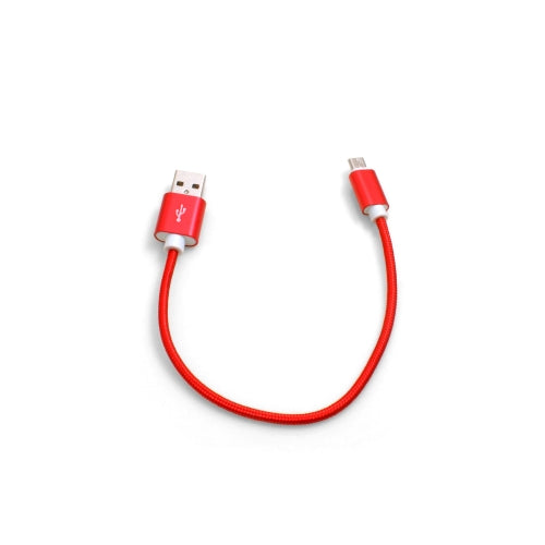 SYSTEM-S Micro USB snúra (karlkyns) í USB A 2.0 (karlkyns) millistykki gagnasnúra hleðslusnúra 25cm fléttuð rauð nylon
