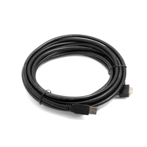 System-S USB 3.0 A to Micro USB 3.0 90 Degree Left Angle 5 Meter Cable with Locking Screw