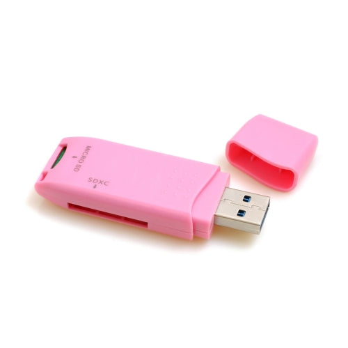 SYSTEM-S 2 í 1 USB Type A 3.0 í Micro SD SDXC SDHC kortalesara millistykki í bleiku