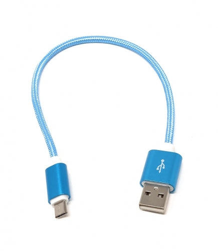 SYSTEM-S Micro USB snúra 25cm nylon hulstur blá